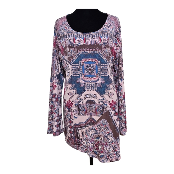 ONE WORLD Tops - ONE WORLD Women's Asymmetrical Tunic Multi-color L